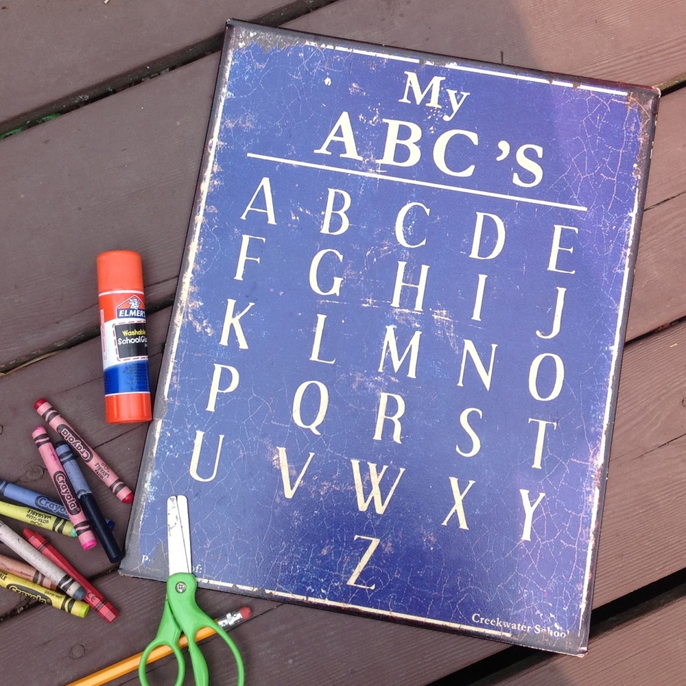 Antiqued ABC's Farmhouse Sign